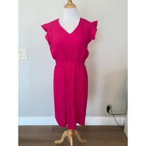 KATE SPADE New York Fluid V-Neck Ruffle Sleeve Crepe Frill Sheath Dress NWOT 8